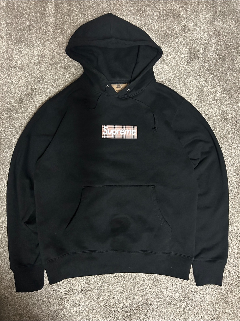 Supreme X Burberry Box Logo Black Hoodie